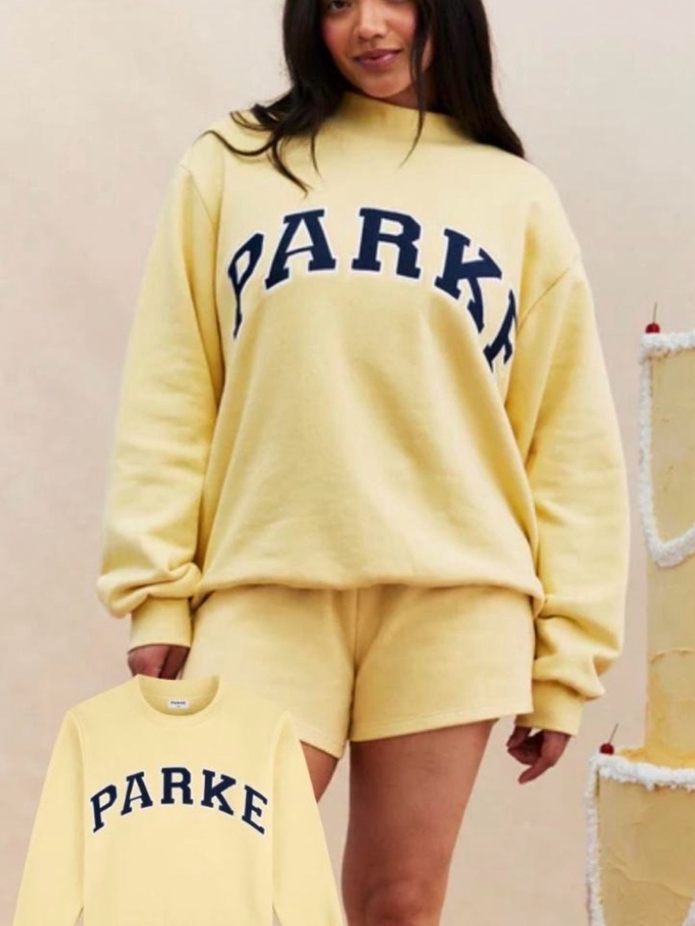 New PARKE' Cake Batter July 2026 Birthday Drop k L/XL Mockneck and Shorts Set